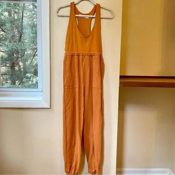 New Free People Kyle One Piece Jumpsuit Onesie FP Beach in Orange XS - Picture 2 of 9